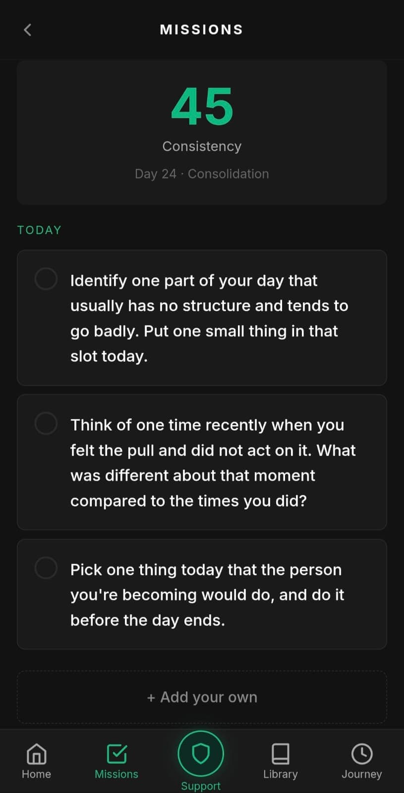Resolut daily missions screen